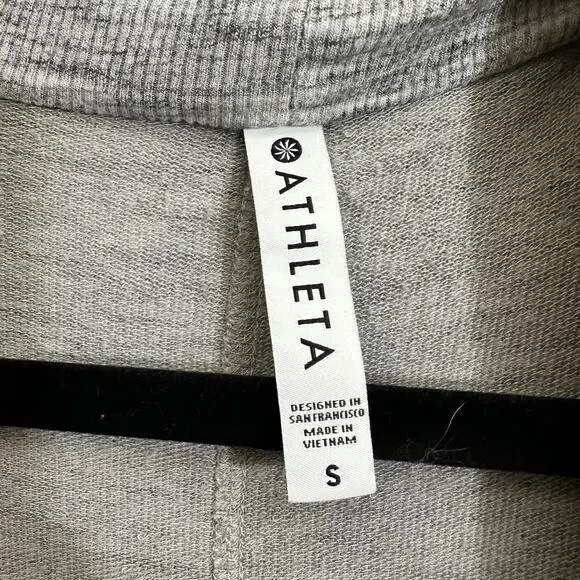 Athleta Pranayama Restore Wrap Open Cardigan Gray Small Pockets Cozy Cottage - Picture 6 of 7